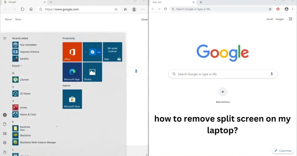 how to remove split screen on my laptop